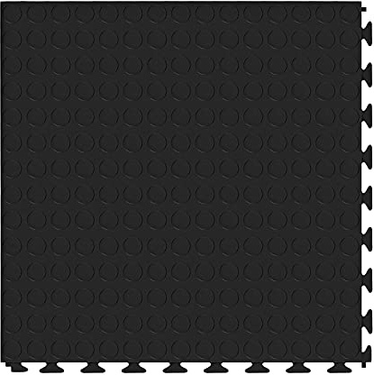 FlooringInc's 4.5mm Flex Nitro Hidden Interlocking Garage Floor Tiles, Flexible PVC Garage Tiles Flooring for a Stronger & Safer Garage, Workshop or Shed, Coin, Black, 8 Tiles (20.5x20.5)