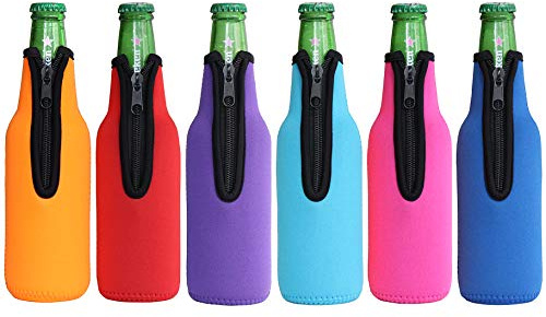 6 Pack Beer Bottle sleeves - FRRIOTN Neoprene Insulated Holder for 12oz Bottle - Keeps Beer Cold and Hands Warm(Colorful)