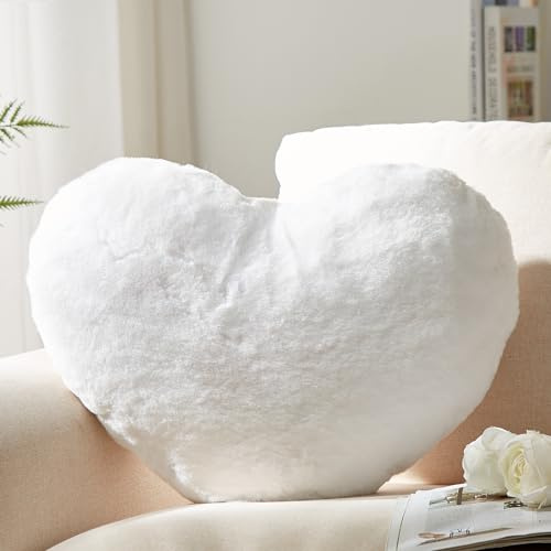 Cuscini decorativi natalizi a forma di cuore, piccoli e carini, decorazione per la stanza, in finta pelliccia, soffici e morbidi, per camera da letto, soggiorno, camera dei bambini, cuscino con