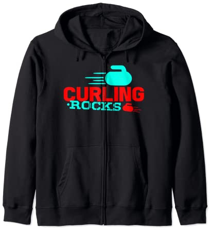 Rocks Curling Stones Broom | Curling Ice Curler Zip Hoodie