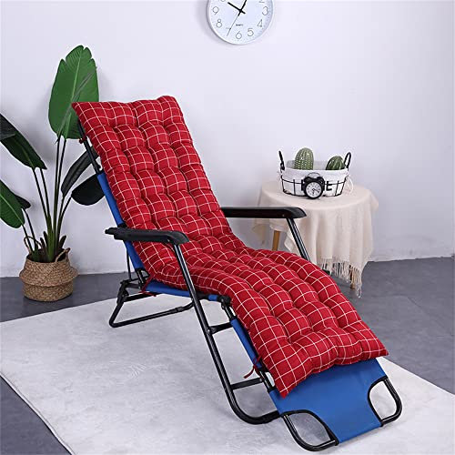 Morbuy Deckchair Auflagen für Gartenliegen, Sonnenliege Kissen Tragbare Garten Innenhof Gepolstertes Bett Relax-Liegestuhl Sitzauflage für Deckchair, Innen, Außen (53 * 180cm,Rot kariert)