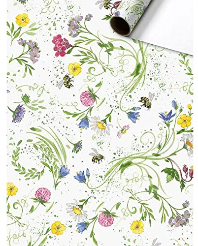 Stewo Geschenkpapier Willis 1 Rolle 70 x 200 cm Grün Blumen Klee