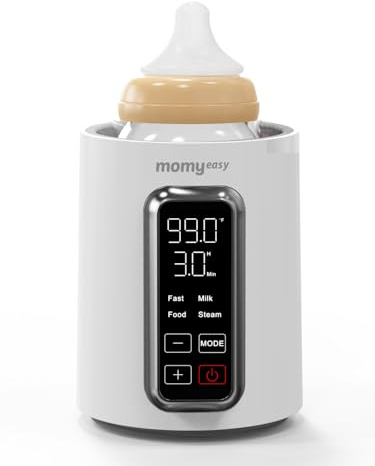 MOMYEASY Fast 2-Minute Baby Bottle Warmer - Steam Heating for Breastmilk & Formula, Fits All Bottles, Precise Temp Control with Timer, Auto Shut-Off
