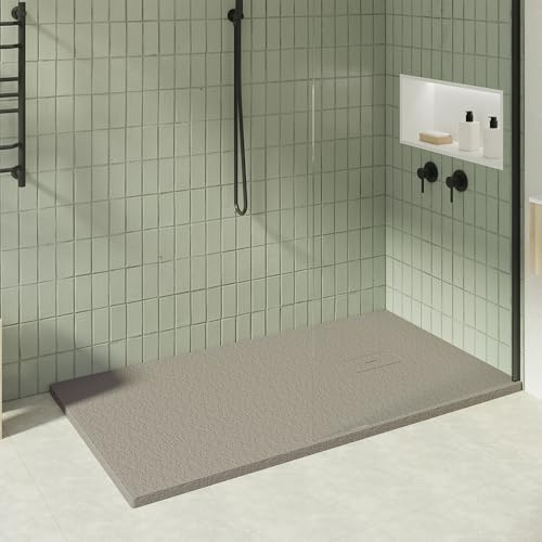 KOES - Piatto Doccia in Resina Serie OBI – 100x140 – Grigio quarzo RAL 7039