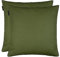 LINUM Annabell Elegant Kissenhülle 50x50 cm 2er-Pack, 100% Baumwolle, Maschinenwaschbar, Dunkel Olivgrün