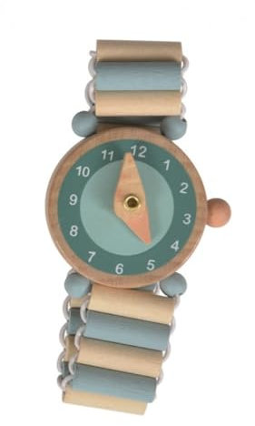 Holzuhr Jack - Spieluhr, Lernuhr, Holzuhr für Kinder, 3.5 cm, bewegliche Zeiger, kindergerechtes Design