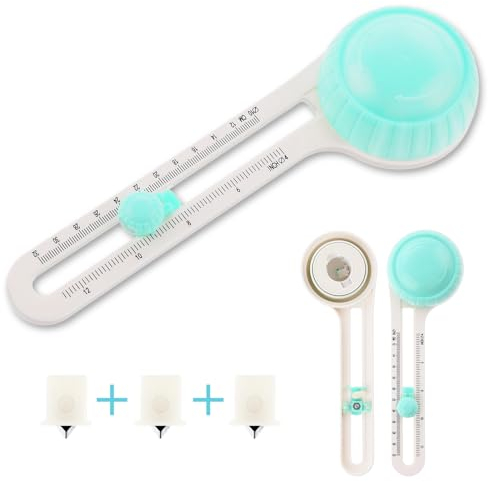 Bewudy kreisförmiger Papierschneider, Verstellbarer Rundes Schneidemesser mit 3 Klingen, 4–12 Zoll Scrapbooking Tool Paper Trimmer für Papierkreisschneider für Kunst und DIY-Handwerk (grün)