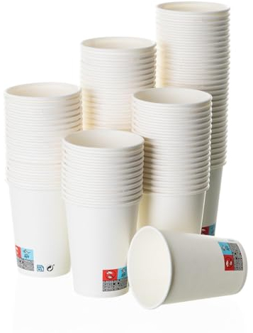BEST PRODUCTS 400 vasos desechables café 250cc de cartón antifugas, biodegradables, compostables, reciclables, para café, agua, infusiones, bebidas frías y calientes para fiestas y eventos.