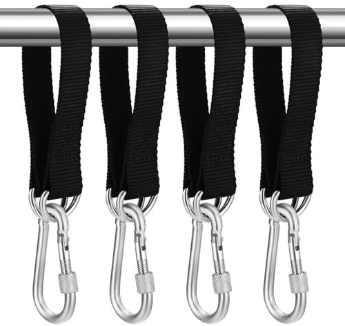 AIOUHMYM 4 Pcs Sangle Hamac, Sangles de Fixation pour Balançoire Arbre, Sangles de Suspension avec Crochets Mousquetons D-Ring pour Support Hamac Exterieur, 30 cm x 25 mm
