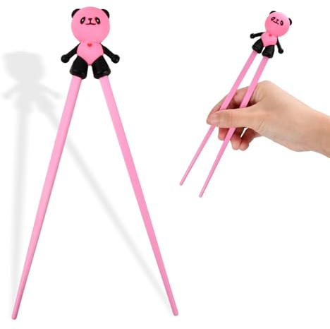 YILANJIN Chopsticks Panda, Chopstick for Beginners, Reusable Non-Slip, Kids Training Chopsticks Heat Resistant Cute for Ramen Asian Dishes(Pink)