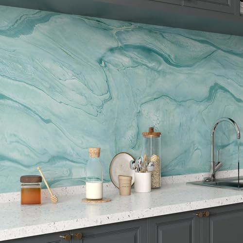 YENHOME Papel Tapiz Autoadhesivo Marmol Azul para Salón 81x300cm Papel de Pared Adhesivo Dormitorio Papeles Pintados de Pared Mármol Azul Mate Cocina Vinilo Autoadhesivo Cocina Salon Comedor