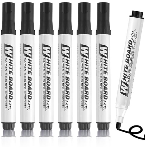 Exburanty Marcatori Permanenti, 6 Pezzi Pennarello Indelebile Nero, punta rotonda, per cartone, plastica, legno, metallo