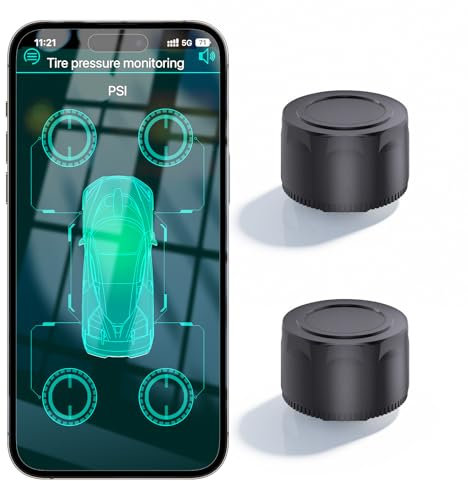 OBEST App Sistema di Controllo della Pressione degli Pneumatici, Wireless e Rilevatore di Temperatura Moto TPMS, Smart Bluetooth 5.0, Supporta iOS e Android, 2 Sensori