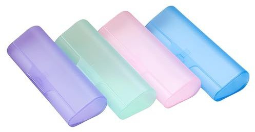 OHEETU 4 custodie protettive per occhiali da vista portatili in plastica trasparente, custodia rigida per occhiali da sole, da viaggio, accessori (colore casuale)