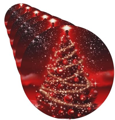 Lot de 6 désodorisants à suspendre pour voiture Motif sapin de Noël Rouge