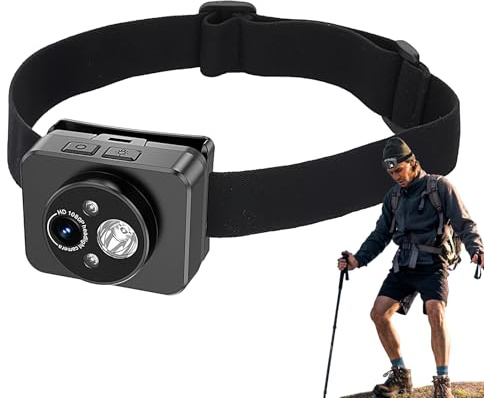 Videocamera montata a testa - Action cam indossabile regolabile, dispositivo di registrazione senza mani leggero, attrezzatura per avventura esterna resistente | Telecamera illuminata compatta per via