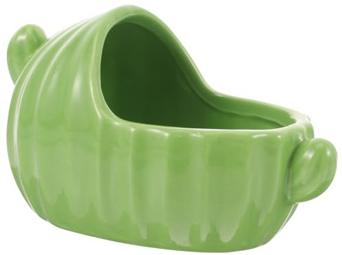 FRCOLOR Ceramic Small Animal Bathtub Hamster Sand Bath House for Guinea Pig Chinchilla Cage Use Miniature Stable Pet Bathing Green