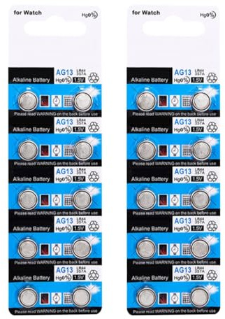 Paquete de 20 pilas de botón AG13 LR44 de 1,5 V para reloj
