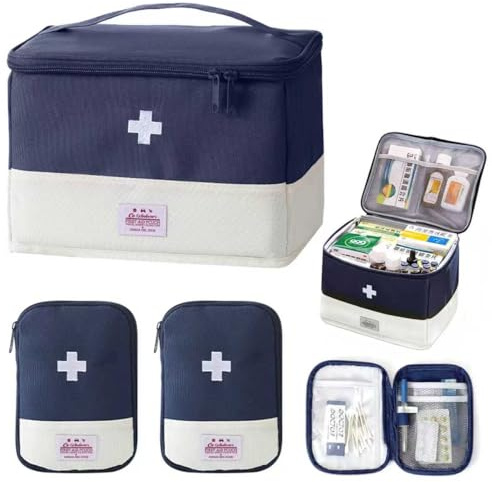 FZYCOM 3 Pieces Empty Medicine Bags, Home Medication Bag Large with 2 Pieces Medical Bags Travel, First Aid Box Empty, Doctors Bag, Medication Box Storage for Home Clinic Office Travel Auto