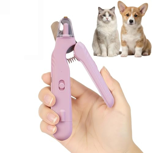 Kuisoe Dr.Zampe Luce Forbici Pro Cane – Strumento LED per la cura degli artigli per cani con nervo visibile per uso tranquillo e sicuro, cura delle zampe sicura senza paura (rosa)