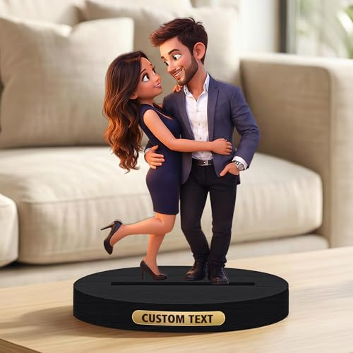 Figura Personalizada con Foto, Marcos de Cartoon Estilo Fotos Personalizados, Decoracion Hogar Oficina, Regalo Personalizado para Hombre Mujer Parejas Familia Ideas Regalos Aniversario (Estilo 2)