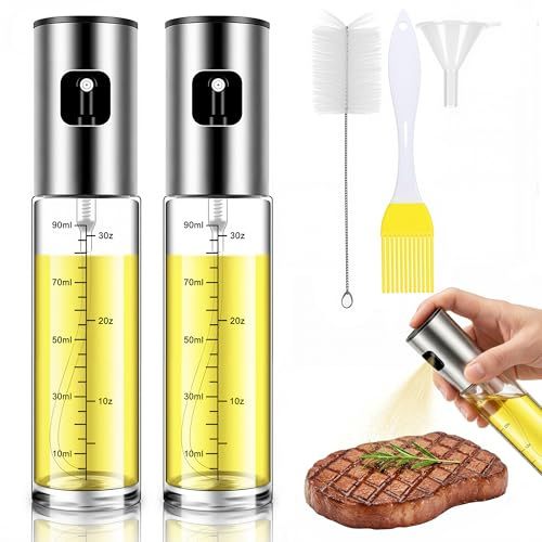 PQXJIOAE 100ml Glas-Ölsprüher, Öl Sprühflasche, Ölspray zum Kochen, Ölsprüher für Speiseöl, Salat, Grillen, Backen und für weitere Szenarien (2 Stück)