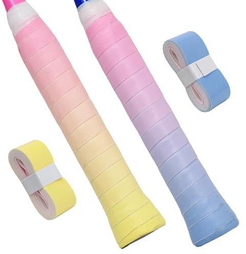 Pack de 2 Sobregrip para Raqueta de Tenis y Bádminton, Grip Tenis Antideslizante con Diseño Degradado Amarillo-Rosa y Azul-Rosa, Overgrip Tenis, Cinta de Agarre Elástica para Pádel y Squash