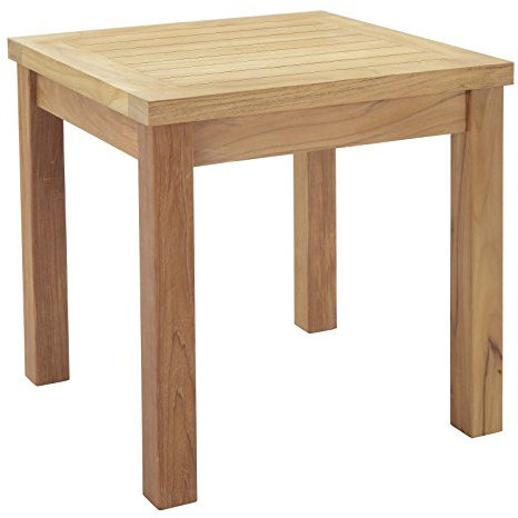 Modway Marina Premium Grade A Teak Wood Outdoor Patio Square Side End Table in Natural