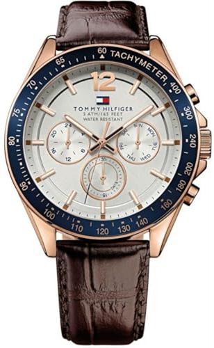 Tommy Hilfiger Orologio analogico multifunzione al quarzo da uomo con cinturino in pelle Marrone - 1791118