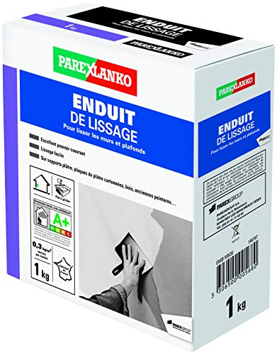 Parexlanko - Enduit de Lissage - Blanc - Lissage et surfaçage des murs intérieurs et plafonds - Excellent pouvoir couvrant - Application facile - 1kg