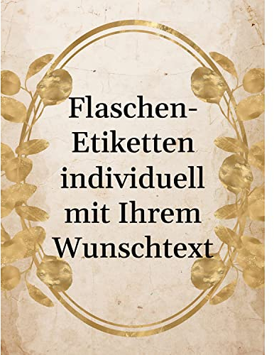 Flaschenetiketten mit Text personalisiert - 8 Etiketten Wein & Sekt Flaschen | Premium Flaschen-Aufkleber selber gestalten – Hochzeit, Geburtstag, Weihnachten, Geschenk Sticker – Gold Look Rahmen