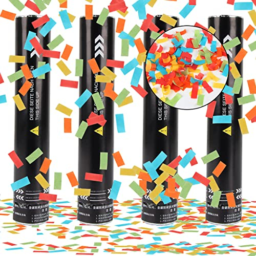 Konfetti Shooter*4, XiXiRan Konfettikanone Hochzeit, Konfettikanonen Hochzeit, Party Popper Bunt, Confetti Cannon, Handheld Konfetti Rohr, Konfetti Bombe, Party Konfettikanone, Konfetti Pistolen Set