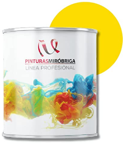 Pinturas Mirobriga Esmalte Antioxidante Color Amarillo Limon Ral 1021, Secado Rapido, Directo sobre metal, proteccion de superficies de hierro y madera. Envase de 750ml.