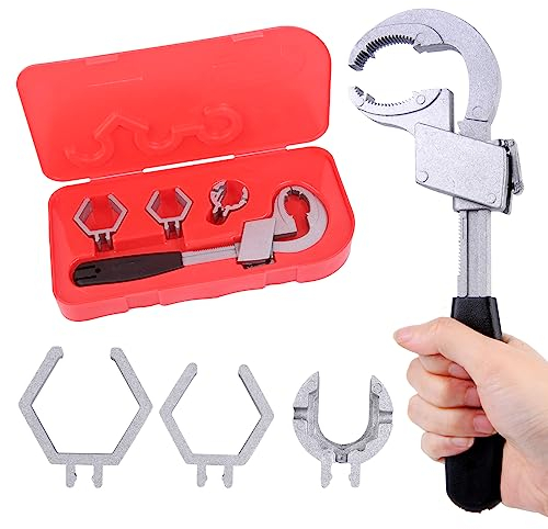 LONTOM Adjustable Wrench, 80mm Adjustable Spanner Set, Wide Jaw Large Plumbing Spanner Tools, Multifunctional Sink Spanner with Box for Bathroom Kitchen Sink, Valves, Pipes, Faucets, Shower Heads