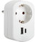 Simon - Adaptador Combi, Adaptador de Viaje con Toma Schuko 16A y 2 Enchufes USB, Adaptador Corriente de Carga de Pared, Ladrón USB, Color Blanco