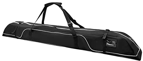 MOPHOEXII Skidväska, enkel skidväska för resor 600D polyester vattentålig med justerbar axelrem för snöredskap, stolpar och tillbehör (svart, 190 cm (74 tum)