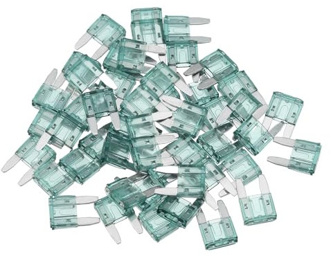 Partuto 50 Pezzi per Mini Fusibili Lama Stile APM/ATM da 1AMP - Protezione da Corto Circuito - Auto, Barca, Camion, SUV, RV - Plastica Metallo Verde