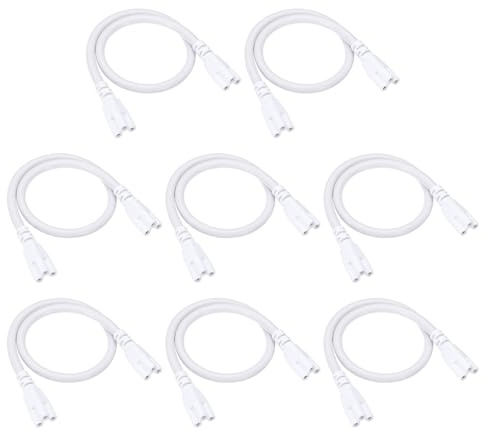 PATIKIL 0,4 M / 1,3 Ft Fil de Connexion de Lanterne LED T5 T8, 8 Pack de Connecteurs de Câble à Double Extrémité à 3 Broches pour Tubes LED Intégrés, Blanc