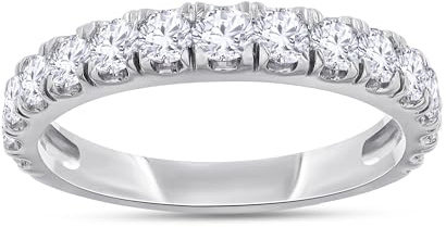 1 Carat (ctw) Half Eternity Style Ring, Lab Grown Diamond Wedding Band Ring For Women In 14k White Gold Over 925 Sterling Silver Jewelry Gifts For Her (1 Ct) Ring Size-7.5