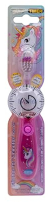 B-Brite Children's Unicorn Toothbrush with Flashing Timer - Pink, Yellow, Red, Dark Pink