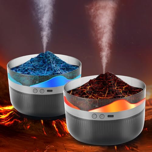 Gugxiom Volcano Diffuser, Humidifier for Bedroom with 2L Capacity, Flame Diffuser for Bedroom, Student Dormitory, Study