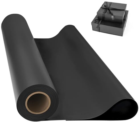Vyanveo Carta Regalo Nera 38cm x 10m Carta da Pacco Carta Kraft Rotolo Per L'Artigianato, L'Arte, Il Confezionamento Di Piccoli Doni, L'Imballaggio, La Posta, La Spedizione