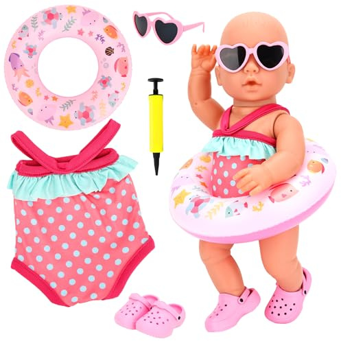 Miunana Baby Doll Clothes Swimsuit Swim Ring for 14-17 Inch 35-43cm Dolls