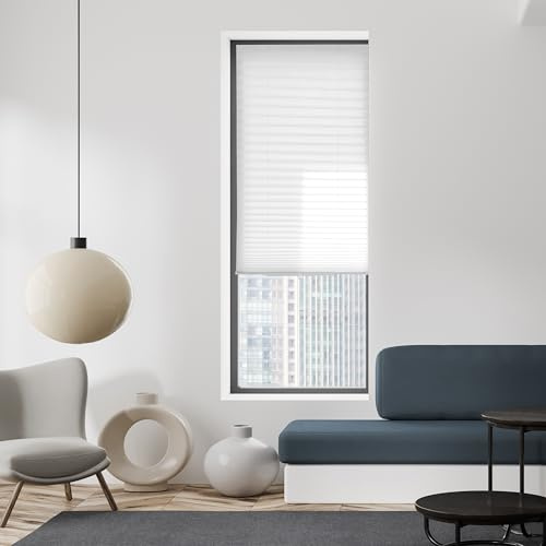 BLINDECOR | Estor Plisado Ajustable sin Taladrar | Plisada Ajustable VLCR | Traslúcido 19 Blanco 85X140 | Plisada Traslúcida para Ventanas