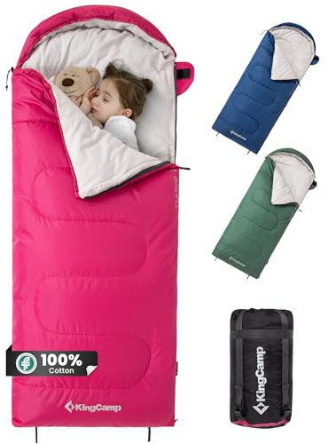 KingCamp Sacchetto da campeggio per bambini in cotone, Leggero e impermeabile, adatto per interno ed esterno, per bambini di 10-12 anni (fino a 100-140 cm), Rosa
