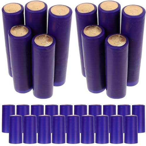 SAFIGLE Capsules Thermorétractables pour Bouteilles de Vin Films Rétractables en Plastique Bleu Lot de 50 Pièces Adaptées aux Goulots de 33 MM pour Conservation et Scellage du Vin