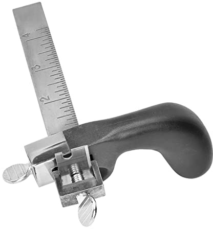 lyrlody Cortador de Correa de Cuero, Cortador de Tiras de Cuero, de Aluminio de 10 Cm de Ancho, Cabeza Pulida con Marcas Premarcadas para Manualidades en