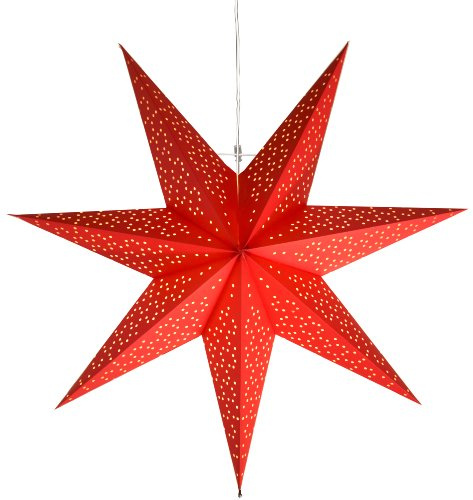 Best Season Weihnachtsstern Dot, 3D Adventsstern aus Papier in Rot mit goldenen Punkten, Dekostern zum Aufhangen, E14 Fassung, Ø 54 cm