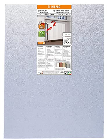 CLIMAPOR Panneau isolant polystyrène réflecteur - contrecollé alu sur 2 faces - séparation chaud-froid - 0,8 m x 0,6 m x 10 mm - 6 panneaux (~ 2,88 m2)