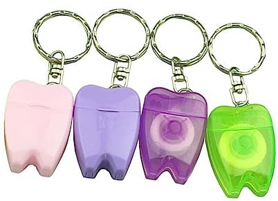 15 m gewachste Zahnseide-Plektren, Zahnpflege, mit Schlüsselring, für Reisen und Outdoor, zufällige Farben, 4 Stück